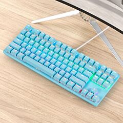 Mechanical Keyboard Green Shaft Desktop Non Punch 87 Key Keyboard - Metal Panel