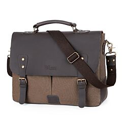 Retro Computer Briefcase Handbag Diagonal Casual Shoulder Bag With Lid - Army Green