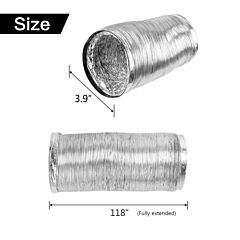 4 6 8" Flexible Aluminum Air Ducting Dry Ventilation Hose Non-insulated For Hvac - 6 Inch X 25ft