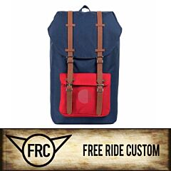 New American Waterproof Double Shoulder Knapsack Back To The Old Men's General Backpack - Bule And Red 15 Inches