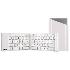 Bow Hangshi Folding Bluetooth Keyboard And Mouse Set Wireless Mute - Elegant White Keyboard And Mou