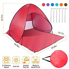 Pop Up Beach Tent Sun Shade Shelter Anti-uv Automatic Waterproof Tent Canopy For 2/3 Man W/ Net Window Storage Bag - Purple