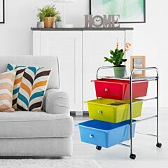 3-drawer Rolling Storage Cart With Plastic Drawers For Office - Yellow