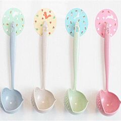 Kitchen Utensils Spoon Spoon 2 In 1 Long Handle Plastic Big Spoon - Beige