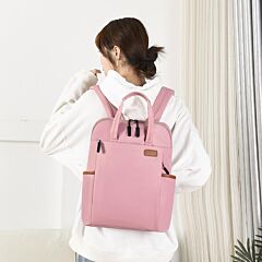 New Korean Fashion 15.6-inch Computer Backpack Business Commuting Backpack Men's Simple Waterproof Schoolbag Women's - Pink