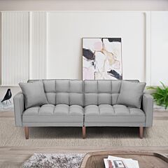 Futon Sleeper Sofa With 2 Pillows  Fabric - Navy Blue