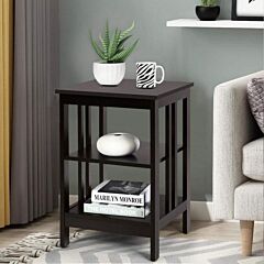 Set Of 2 Multifunctional 3-tier Nightstand Sofa Side Table With Reinforced Bars And Stable Structure - Black