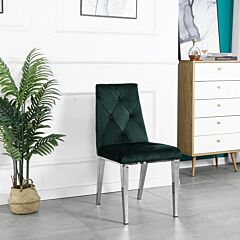 Modern Luxury Home Furniture Dinning Room Chairs Chrome Legs Velvet Fabric Dining Chairs(set Of 2) - Dark Green