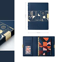 Exquisite And Simple Business Leather Loose-leaf Notebook, Notepad, Hand Ledger - Dark Blue
