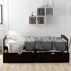 Twin Size Platform Bed, With Two Drawers - Gray
