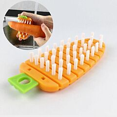 Bendable Carrot Shape Cleaning Brush Fruit And Vegetable Cleaning Brush Reusable And Durable Kitchen Cleaner Tool - Orange