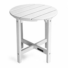 Outdoor Side Table,round Weather Resistant Coffee End Table For Patio,easy To Assemble - Brown