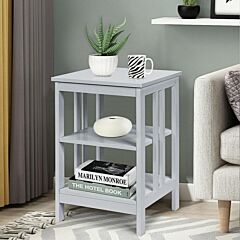 3-tier Side Table End Table Nightstand With Stable Structure - White