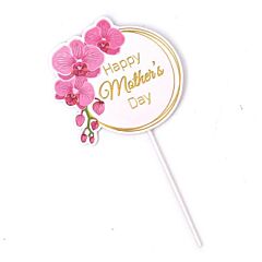 Cake Topper Pink Heart Flower Decoration Happy Mother`s Day Cake Toppers For Mother`s Day Gift - Light Pink