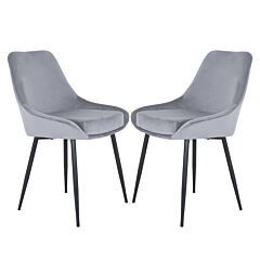 Fashion Simple Dining Chair 2-piece Set, Metal Stool Legs With Large Upholstery, Leisure Chair With - Gray