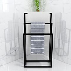 Metal Freestanding Towel Rack 3 Tiers Hand Towel Holder Organizer For Bathroom Accessories Rt - Black