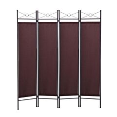 4 Panel Wrought Iron Folding Screen Decorative  Privacy Partition Room Divider Xh - Brown