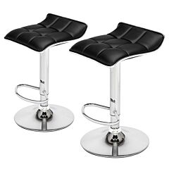 Set Of 2 Adjustable Swivel Barstools, Pu Leather With Chrome Base, Gaslift Pub Counter Chairs  Yj - Grey