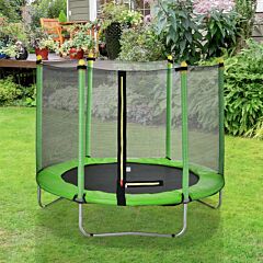 60" Round Outdoor Trampoline With Enclosure Netting Rt - Green