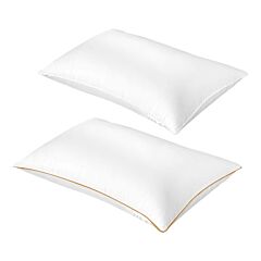 Soft Goose Down Feather Bed Home Sleeping Pillow Gusseted Alternative Queen Size - 2pcs White