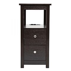 Transitional Nightstand With Usb Charging Station, Wooden End Table Bedside Table, 2-drawer Home&kitchen Storage Cabinet - White