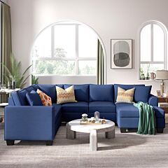 110*86" Sectional Sofa Upholstered Modern English Arm Classic U-shaped Sofa 3 Pillows Included - Dark Grey