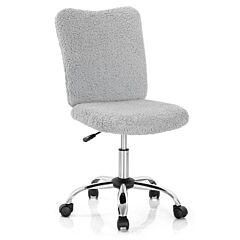 Armless Faux Fur Leisure Office Chair With Adjustable Swivel - Pink