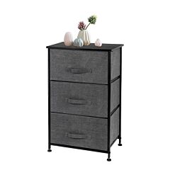 3-tier Dresser Drawer, Storage Unit With 3 Easy Pull Fabric Drawers And Metal Frame, Wooden Tabletop, For Closets, Nursery, Dorm Room, Hallway Rt - Linen