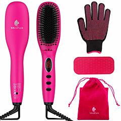 Hair Straightener Brush With Ionic Generator By Miropure - Rose Red