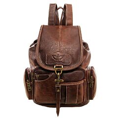 Women Girls Leather Backpack Shoulder School Shoulder Satchel Handbag Travel - Light Brown