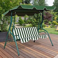 3 Seat Outdoor Patio Canopy Swing With Cushioned Steel Frame - Coffee