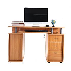 15mm Mdf Portable 1pc Door Computer Desk With 3pcs Drawers  Xh - Coffee
