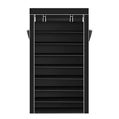 10 Tiers Shoe Rack With Dustproof Cover Closet Shoe Storage Cabinet Organizer Rt - Black