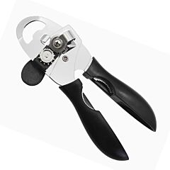 Manual Can Opener Multi-function 4-in-1 Stainless Steel Handy Can Bottle Opener Ergonomic Anti Slip Grip Handle Kitchen Tools - Green