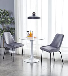 Hot Sell Simple Fabric Foam Metal Leg Steel Leg  Fabric Dining Chair(set Of 2) - Gray