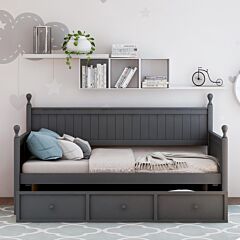 Wood Daybed With Three Drawers ,twin Size Daybed,no Box Spring Needed - White