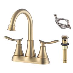 Bathroom Vanity Modern Trending 4" 2-handle Centerset Basin Faucet - Gold