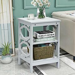 3-tier Nightstand Sofa Side End Accent Table - Gray