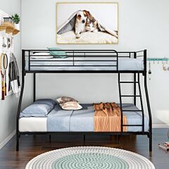 Heavy Duty Twin-over-full Metal Bunk Bed, Easy Assembly With Enhanced Upper-level Guardrail - Twin Over Full Silver