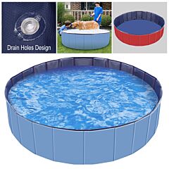Foldable Pet Swimming Pool Pvc Kiddie Baby Dog Swim Pool Bathing Tub Playmat Kids Pools - Blue