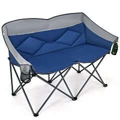 Folding Camping Chair With Bags And Padded Backrest - Gray