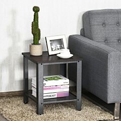 Industrial End Table 2-tier Side Table - Black