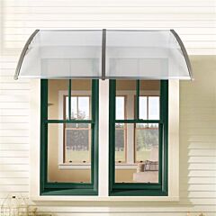 80"x 40" Outdoor Front Door Window Awning Patio Canopy Rain Cover Uv Protected Eaves - Gray