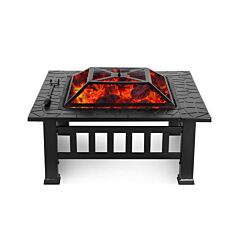 Upland 32inch Charcoal Fire Pit With Cover - Black
