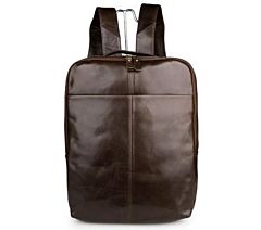 Top Layer Leather Computer Backpack - Brown