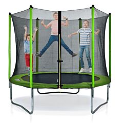 8ft Round Trampoline For Kids With Safety Enclosure Net, Outdoor Backyard Trampoline With Ladder Rt - Green