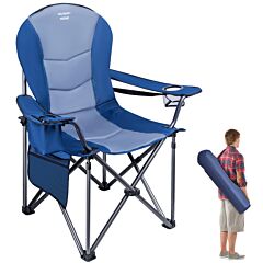 Folding Camping Chair,portable Outdoor Padded Lawn Chair With Carrying Bag,lightweight Oversize Patio Chairs With Cup Holder And Storage Pocket For Picnic Fishing,max 400lbs - Black