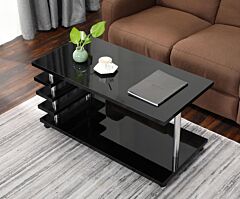 Mobile Coffee Table With Led Light 16 Colors Remote Control Adjustable - Black