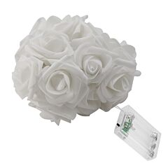 40 Leds Rose Flower String Lights 10ft Battery Operated Decorative Lights For Anniversary Valentine's Wedding Bedroom - White
