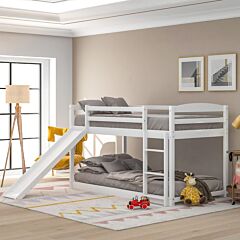Twin Over Twin Bunk Bed With Convertible Slide And Ladder - Gray
